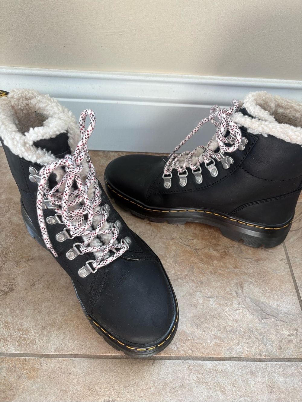 Doc Martin Black Sherpa-Lined Women's Winter Lace-Up Boots
